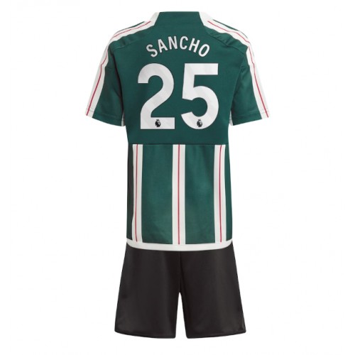 Manchester United Jadon Sancho #25 Bortedraktsett Barn 2023-24 Kortermet (+ Korte bukser)